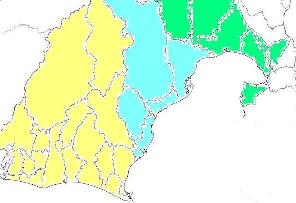 静岡市葵区、駿河区、清水区、藤枝市、焼津市、吉田町、島田市、掛川市、牧之原市、菊川市、袋井市、御前崎市、磐田市、浜松市、森町、川根本町、富士市、沼津市、富士宮市、三島市、清水町、長泉町、山梨県南部町 etc..