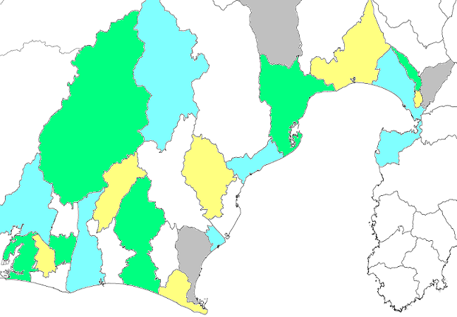 静岡市葵区・駿河区・清水区 及び、藤枝市、焼津市、吉田町、富士市、富士宮市、三島市、沼津市、島田市、袋井市、浜松市、掛川市、菊川市、御前崎市、牧之原市